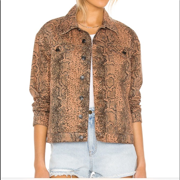 NWT Free People Snake Trucker Jacket in Brown - Picture 1 of 10